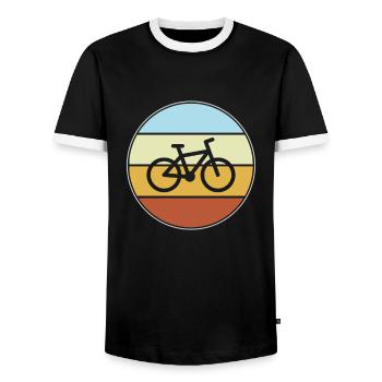 Vélo Rétro - T-shirt contrasté Homme - noir/blanc - Devant - AI Model Female 172 light (172cm) & AI Model Male 178 light (178cm)