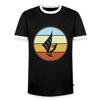 Kite Surfing Retro - Men's Ringer Shirt - black/white - Front - AI Model Female 172 light (172cm) & AI Model Male 178 light (178cm)