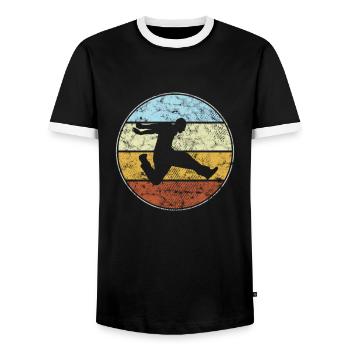 Parkour Retro - Männer Kontrast-T-Shirt - Schwarz/Weiß - Vorne - AI Model Female 172 light (172cm) & AI Model Male 178 light (178cm)