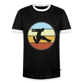 Parkour Retro - Männer Kontrast-T-Shirt - Schwarz/Weiß - Vorne - AI Model Female 172 light (172cm) & AI Model Male 178 light (178cm)