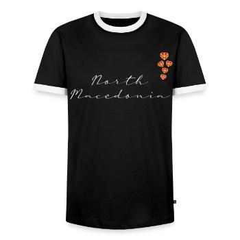 Macédoine du Nord - T-shirt contrasté Homme - noir/blanc - Devant - AI Model Female 172 light (172cm) & AI Model Male 178 light (178cm)