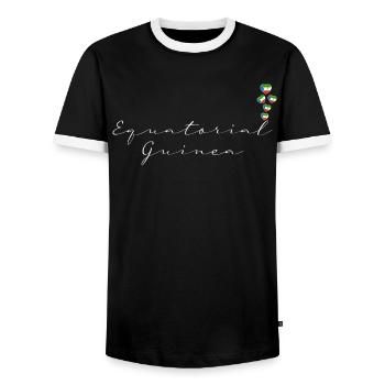 Guinée équatoriale - T-shirt contrasté Homme - noir/blanc - Devant - AI Model Female 172 light (172cm) & AI Model Male 178 light (178cm)