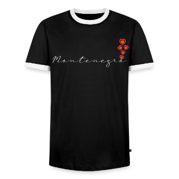 Montenegro - Men's Ringer Shirt - black/white - Front - AI Model Female 172 light (172cm) & AI Model Male 178 light (178cm)