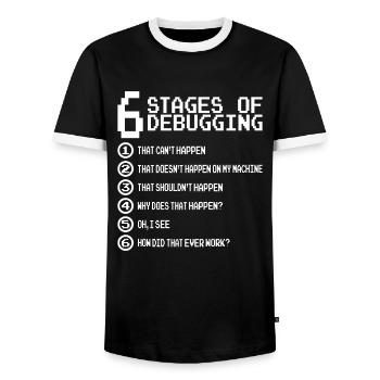 Funny Lol Nerd IT Computer Scientist - Men's Ringer Shirt - black/white - Front - AI Model Female 172 light (172cm) & AI Model Male 178 light (178cm)