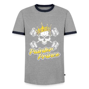 Painter Varnisher Prince - Men's Ringer Shirt - grey/navy  - Front - AI Model Female 172 light (172cm) & AI Model Male 178 light (178cm)