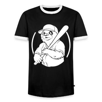 Faultier - Männer Kontrast-T-Shirt - Schwarz/Weiß - Vorne - AI Model Female 172 light (172cm) & AI Model Male 178 light (178cm)