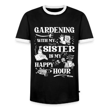 Jardinier amateur jardinier jardinier - T-shirt contrasté Homme - noir/blanc - Devant - AI Model Female 172 light (172cm) & AI Model Male 178 light (178cm)