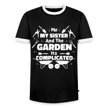 Jardinier amateur jardinier jardinier - T-shirt contrasté Homme - noir/blanc - Devant - AI Model Female 172 light (172cm) & AI Model Male 178 light (178cm)