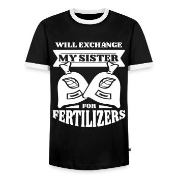 Jardinier amateur jardinier jardinier - T-shirt contrasté Homme - noir/blanc - Devant - AI Model Female 172 light (172cm) & AI Model Male 178 light (178cm)