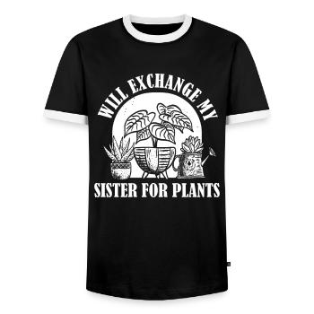 Jardinier amateur jardinier jardinier - T-shirt contrasté Homme - noir/blanc - Devant - AI Model Female 172 light (172cm) & AI Model Male 178 light (178cm)