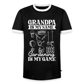 Hobby gardener garden garden grandpa - Men's Ringer Shirt - black/white - Front - AI Model Female 172 light (172cm) & AI Model Male 178 light (178cm)
