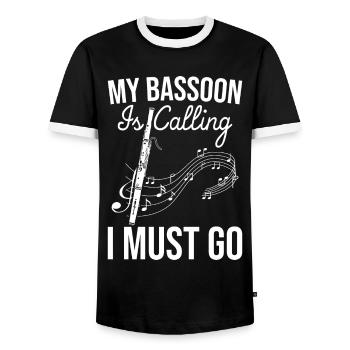 Bassoonist - Men's Ringer Shirt - black/white - Front - AI Model Female 172 light (172cm) & AI Model Male 178 light (178cm)