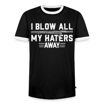 Fagott Fagottist - Männer Kontrast-T-Shirt - Schwarz/Weiß - Vorne - AI Model Female 172 light (172cm) & AI Model Male 178 light (178cm)