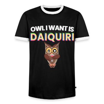 Owl I Want est Daiquiri cocktail alcool - T-shirt contrasté Homme - noir/blanc - Devant - AI Model Female 172 light (172cm) & AI Model Male 178 light (178cm)