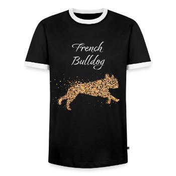 French Bulldog Französische Bulldogge Frenchie - Männer Kontrast-T-Shirt - Schwarz/Weiß - Vorne - AI Model Female 172 light (172cm) & AI Model Male 178 light (178cm)