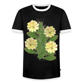 Cactus - Cactus flowers - Flora - Africa - Men's Ringer Shirt - black/white - Front - AI Model Female 172 light (172cm) & AI Model Male 178 light (178cm)