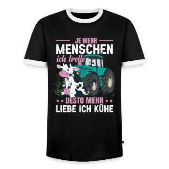 Vieh Kuh Traktor Sprüche Lustig - Männer Kontrast-T-Shirt - Schwarz/Weiß - Vorne - AI Model Female 172 light (172cm) & AI Model Male 178 light (178cm)