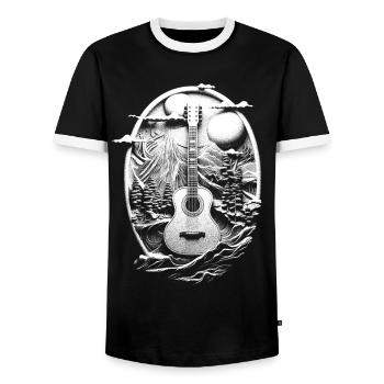 Guitare acoustique Paysage Instrument Cadeau - T-shirt contrasté Homme - noir/blanc - Devant - AI Model Female 172 light (172cm) & AI Model Male 178 light (178cm)