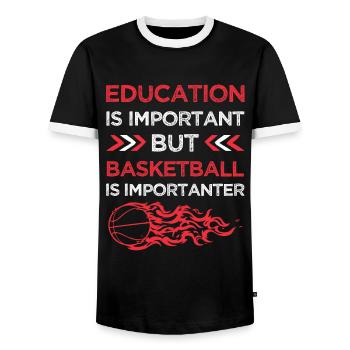 Education Basketball - Men's Ringer Shirt - black/white - Front - AI Model Female 172 light (172cm) & AI Model Male 178 light (178cm)