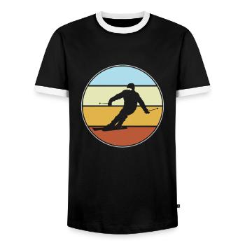 Ski retro - Männer Kontrast-T-Shirt - Schwarz/Weiß - Vorne - AI Model Female 172 light (172cm) & AI Model Male 178 light (178cm)