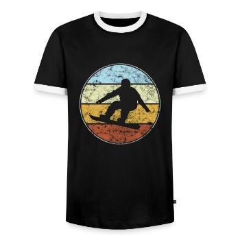 Snowboarding Retro - Männer Kontrast-T-Shirt - Schwarz/Weiß - Vorne - AI Model Female 172 light (172cm) & AI Model Male 178 light (178cm)