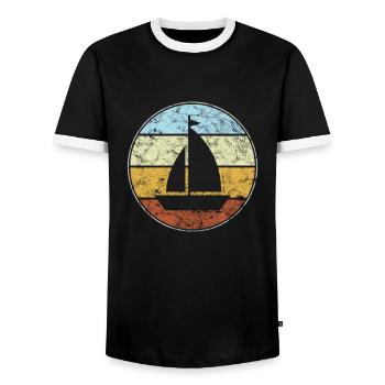 Rétro de la voile - T-shirt contrasté Homme - noir/blanc - Devant - AI Model Female 172 light (172cm) & AI Model Male 178 light (178cm)