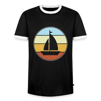 Rétro de la voile - T-shirt contrasté Homme - noir/blanc - Devant - AI Model Female 172 light (172cm) & AI Model Male 178 light (178cm)