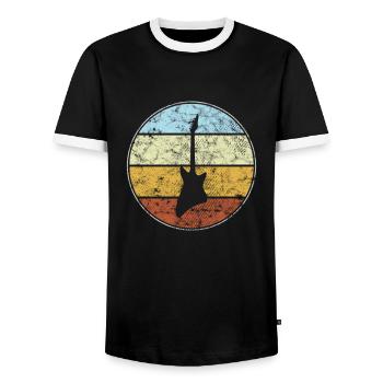 Rock Retro - Men's Ringer Shirt - black/white - Front - AI Model Female 172 light (172cm) & AI Model Male 178 light (178cm)