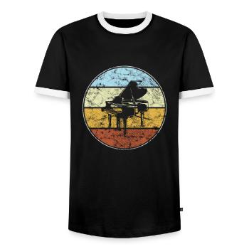 Klavier Retro - Männer Kontrast-T-Shirt - Schwarz/Weiß - Vorne - AI Model Female 172 light (172cm) & AI Model Male 178 light (178cm)