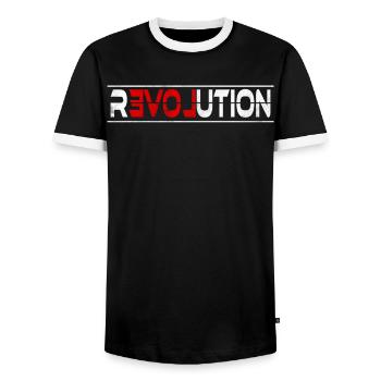 Révolution - commencez la vôtre aujourd’hui! - T-shirt contrasté Homme - noir/blanc - Devant - AI Model Female 172 light (172cm) & AI Model Male 178 light (178cm)