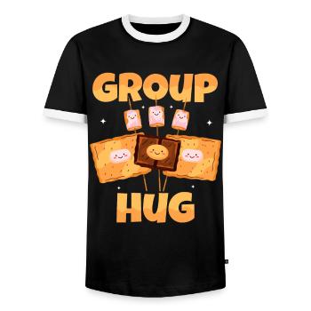 Group Hug - Men's Ringer Shirt - black/white - Front - AI Model Female 172 light (172cm) & AI Model Male 178 light (178cm)