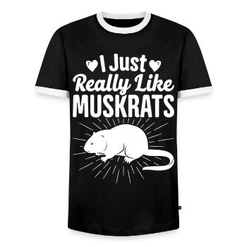 Retro muskrat - Men's Ringer Shirt - black/white - Front - AI Model Female 172 light (172cm) & AI Model Male 178 light (178cm)
