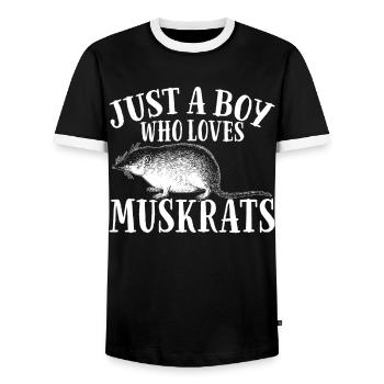 Retro muskrat - Men's Ringer Shirt - black/white - Front - AI Model Female 172 light (172cm) & AI Model Male 178 light (178cm)