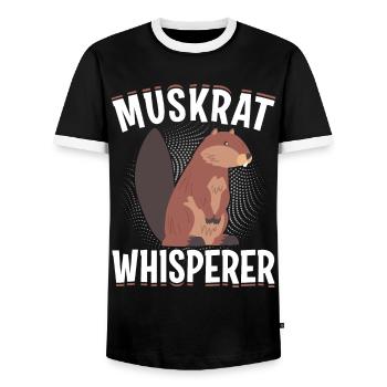 Retro muskrat - Men's Ringer Shirt - black/white - Front - AI Model Female 172 light (172cm) & AI Model Male 178 light (178cm)