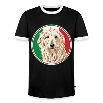 Maremma Abruzzo German Shepherd Maremmano Abruzzese - Men's Ringer Shirt - black/white - Front - AI Model Female 172 light (172cm) & AI Model Male 178 light (178cm)
