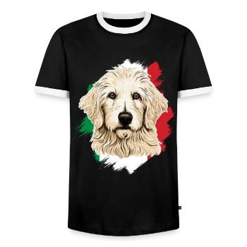 Maremma Abruzzo German Shepherd Maremmano Abruzzese - Men's Ringer Shirt - black/white - Front - AI Model Female 172 light (172cm) & AI Model Male 178 light (178cm)
