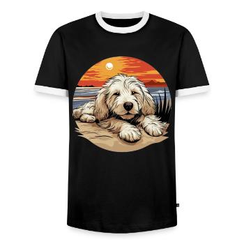 Maremma Abruzzo German Shepherd Maremmano Abruzzese - Men's Ringer Shirt - black/white - Front - AI Model Female 172 light (172cm) & AI Model Male 178 light (178cm)