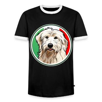 Maremma Abruzzo German Shepherd Maremmano Abruzzese - Men's Ringer Shirt - black/white - Front - AI Model Female 172 light (172cm) & AI Model Male 178 light (178cm)