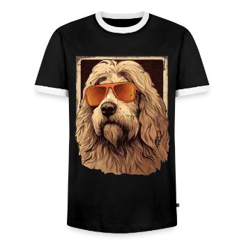 Maremma Abruzzo Shepherd Dog Maremmano Abruzzese - Men's Ringer Shirt - black/white - Front - AI Model Female 172 light (172cm) & AI Model Male 178 light (178cm)