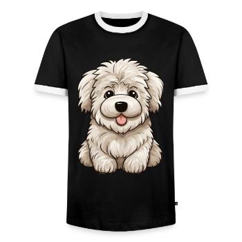 Maremmano Abruzzese Dog Kawaii Maremma - Men's Ringer Shirt - black/white - Front - AI Model Female 172 light (172cm) & AI Model Male 178 light (178cm)