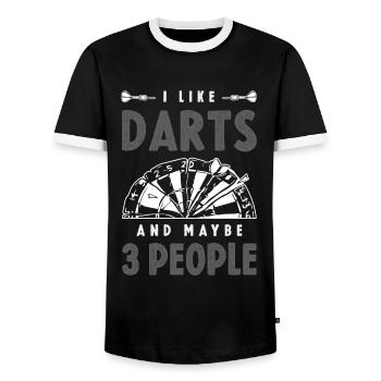 Darts Sport - Men's Ringer Shirt - black/white - Front - AI Model Female 172 light (172cm) & AI Model Male 178 light (178cm)