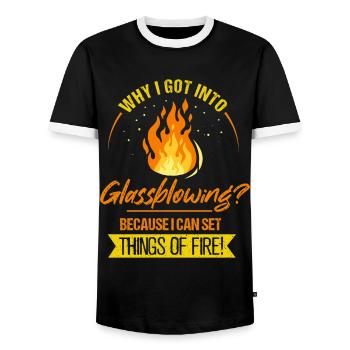 Glassblowing Glassforming Glassmaker Pride - Men's Ringer Shirt - black/white - Front - AI Model Female 172 light (172cm) & AI Model Male 178 light (178cm)