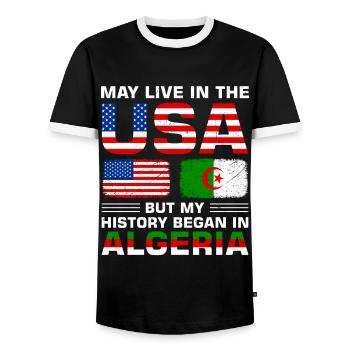 Usa flag America Algeria flag Algerian - Men's Ringer Shirt - black/white - Front - AI Model Female 172 light (172cm) & AI Model Male 178 light (178cm)