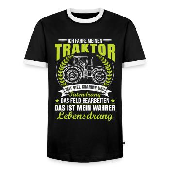 Traktorfahrer Sprüche Schlepper - Männer Kontrast-T-Shirt - Schwarz/Weiß - Vorne - AI Model Female 172 light (172cm) & AI Model Male 178 light (178cm)