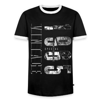 Vintage 1965 Special Edition Year of birth 1965 - Men's Ringer Shirt - black/white - Front - AI Model Female 172 light (172cm) & AI Model Male 178 light (178cm)