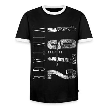 Vintage 1972 Special Edition Year of birth 1972 - Men's Ringer Shirt - black/white - Front - AI Model Female 172 light (172cm) & AI Model Male 178 light (178cm)