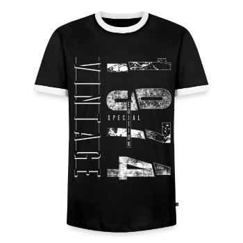 Millésime 1974 Edition spéciale Année de naissance 1974 - T-shirt contrasté Homme - noir/blanc - Devant - AI Model Female 172 light (172cm) & AI Model Male 178 light (178cm)