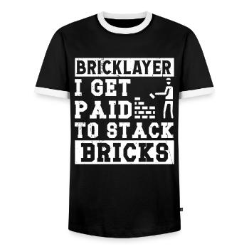 Maurer Bricklayer Get Paid Stack Bricks Hausbauer - Men's Ringer Shirt - black/white - Front - AI Model Female 172 light (172cm) & AI Model Male 178 light (178cm)