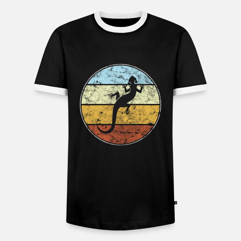 Eidechse Retro - Männer Kontrast-T-Shirt - Schwarz/Weiß