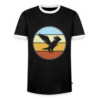 Adler Retro - Männer Kontrast-T-Shirt - Schwarz/Weiß - Vorne - AI Model Female 172 light (172cm) & AI Model Male 178 light (178cm)